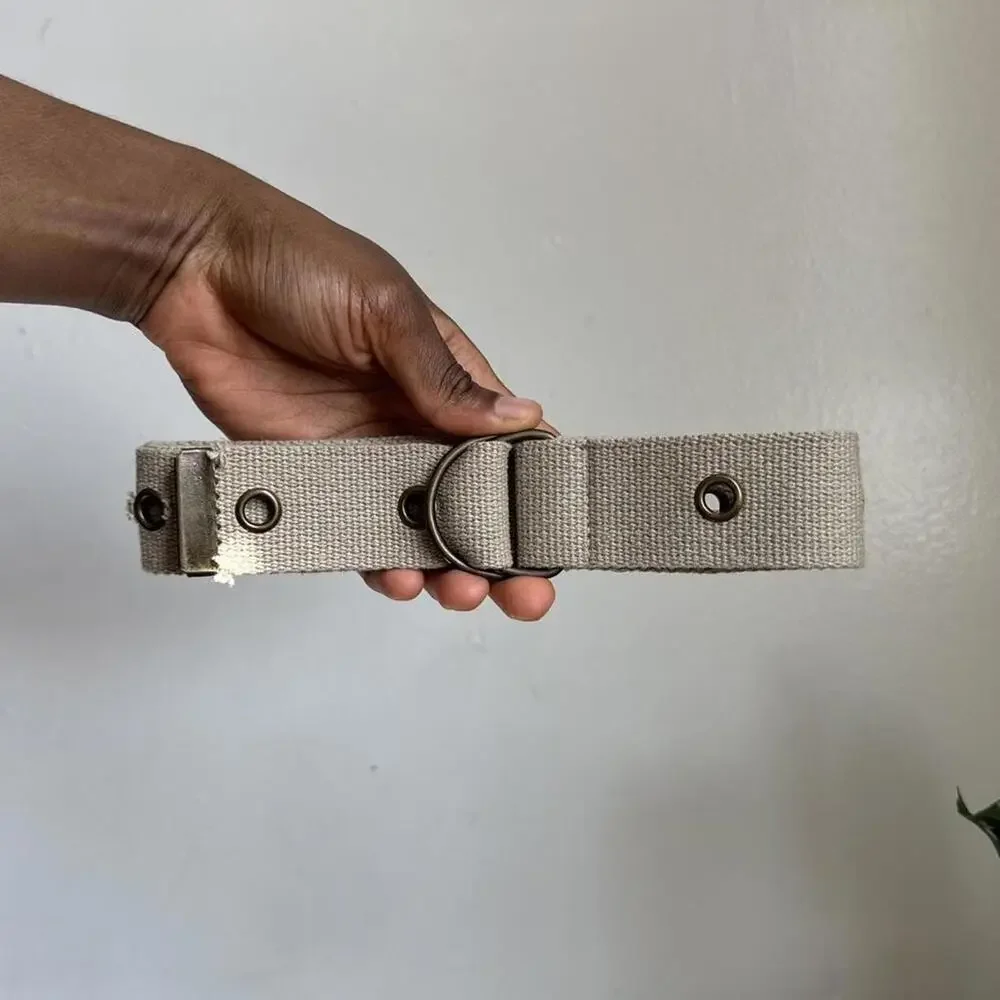 Grunge Grommet Webbing Belt // Neutral Utility with ajustable D-ring buckle‎